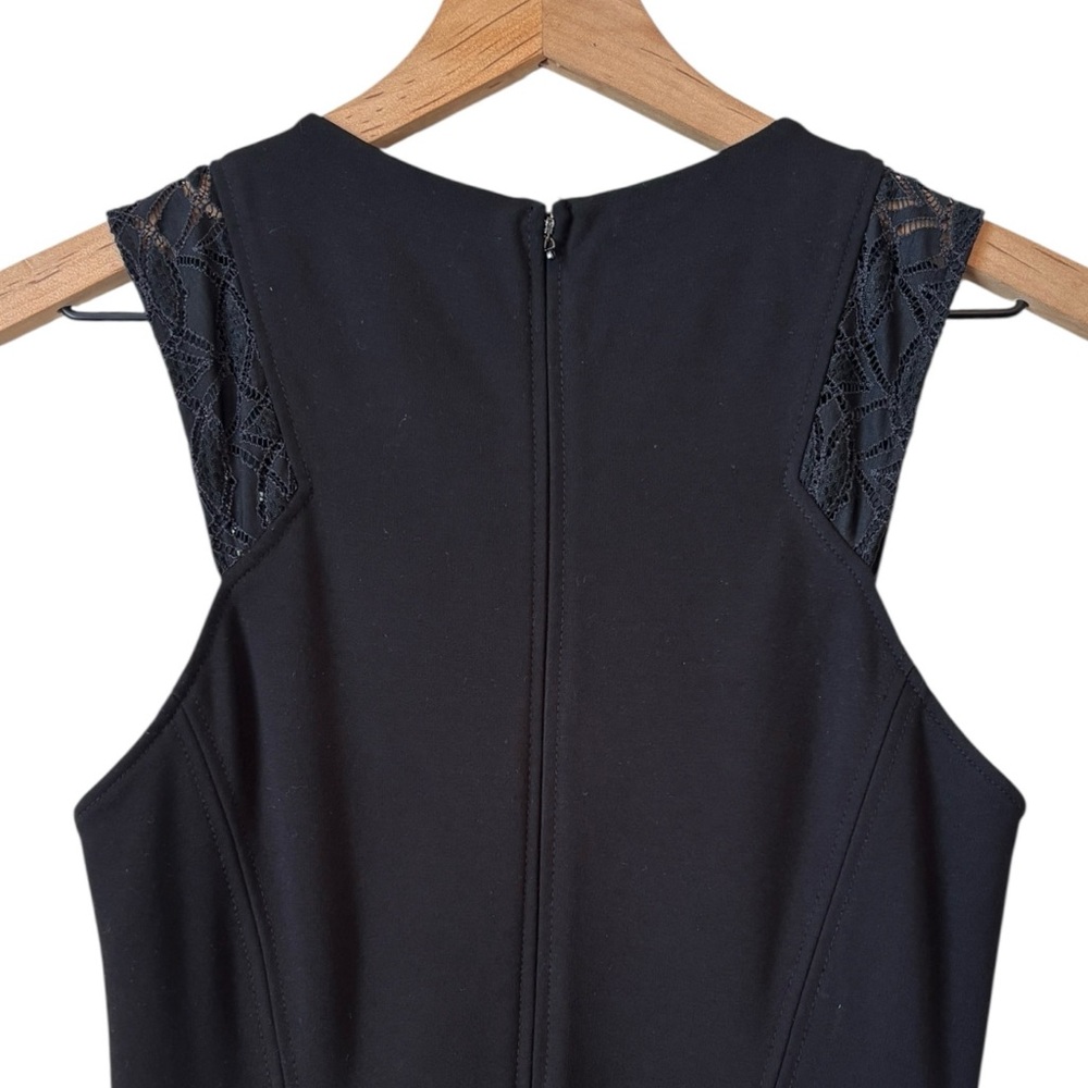 Rebecca Taylor Black Lace Detail Mini Dress Sz 2 LBD Party Cocktail Stretchy - Picture 6 of 10